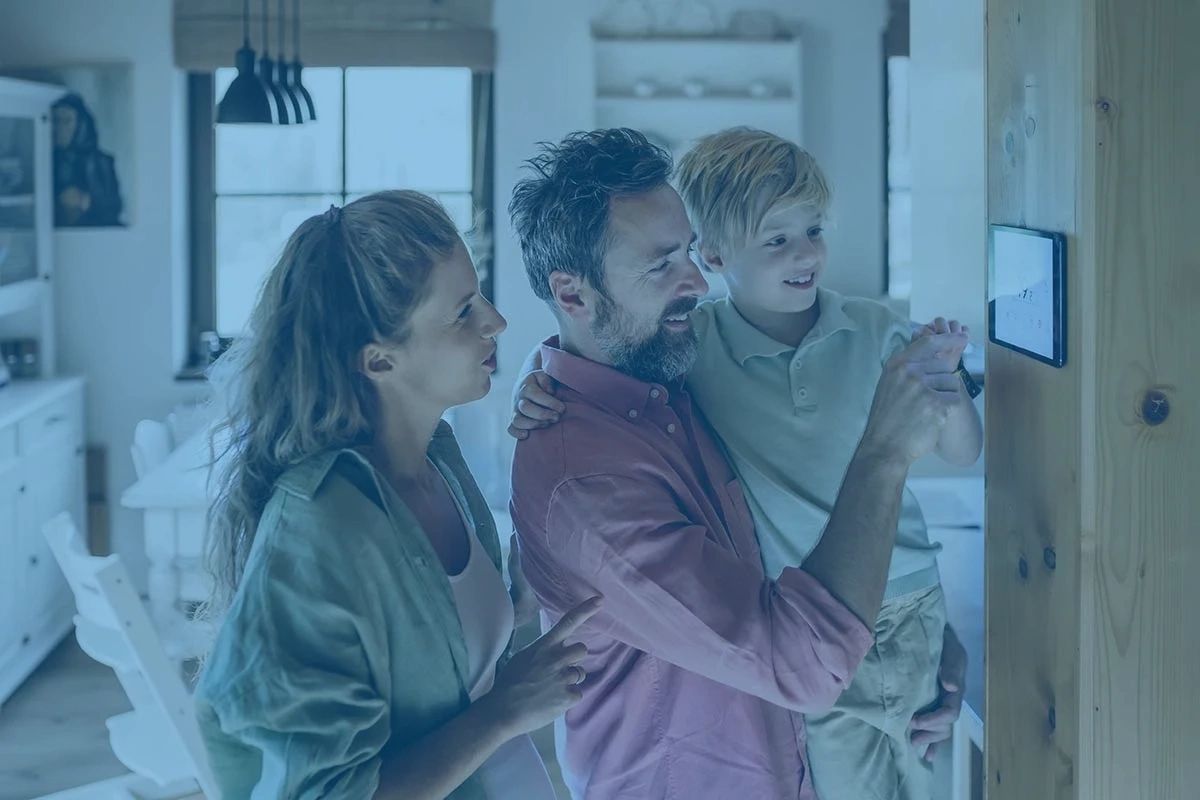 Happy family in a modern energy-efficient home